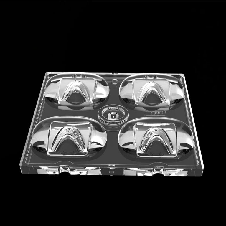 50*50mm TYPE2 অসাম্য 4 ইন 1 LED লাইট লেন্স পিসি উপাদান বন্যা আলো জন্য SMD7070/ 5050/4*3030 LED
