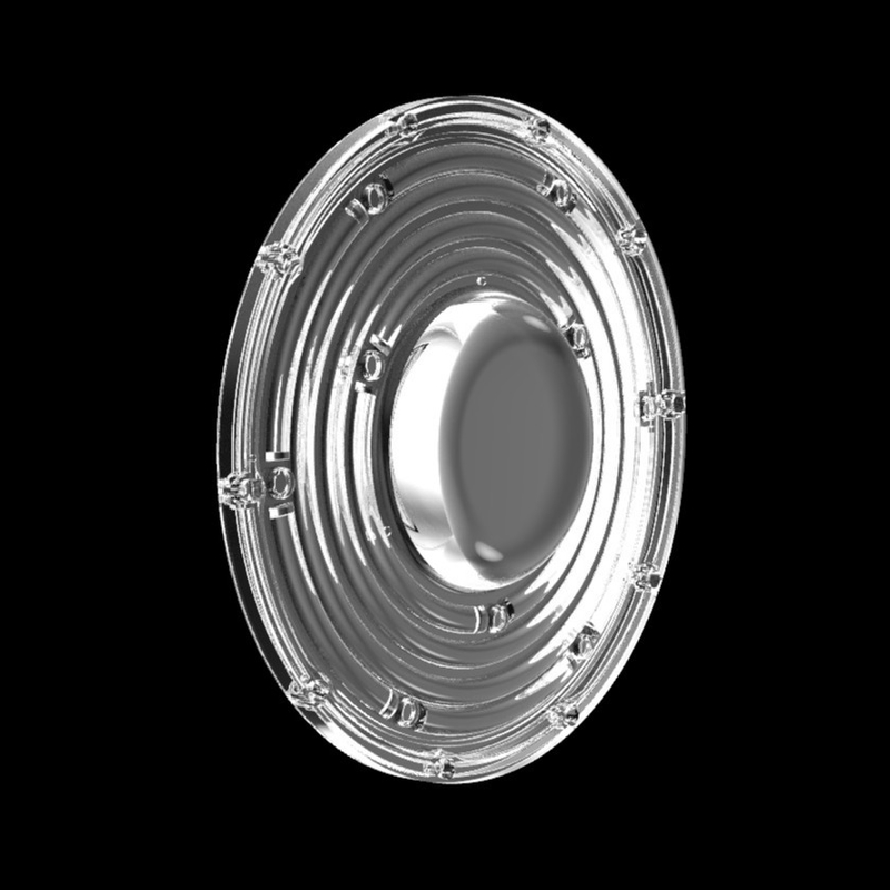 φ235mm গোলাকার ইউএফও হাই বে লাইট লেন্স 100W 150W 3030 LED মাইনিং ল্যাম্প লেন্স 90 ডিগ্রী অপটিক্যাল LED লেন্স